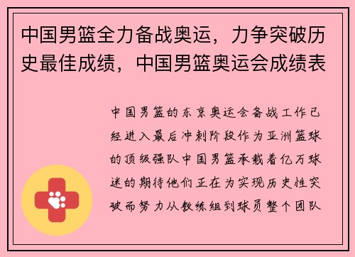 中国男篮全力备战奥运，力争突破历史最佳成绩，中国男篮奥运会成绩表